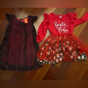 2 x 2T Christmas dresses - fun dresses - formal dress - casual dress - festive